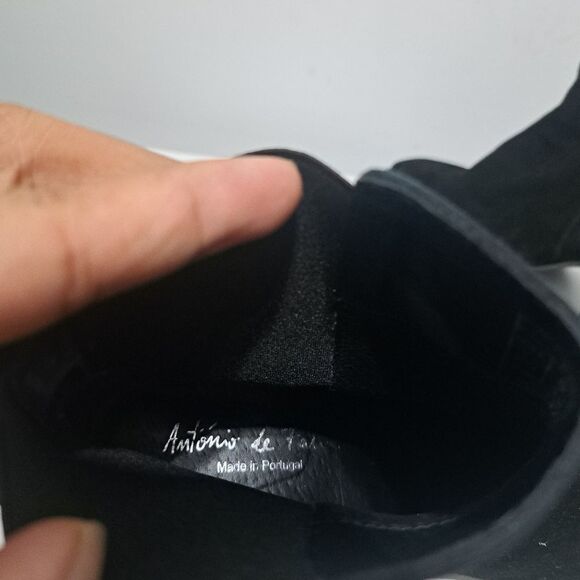 Antonio De Falia Slip On Leather Suede Goth Ankle Boots Block Heel Siz 8 Black - Picture 11 of 15